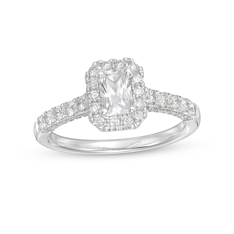 Previously Owned - 1.23 CT. T.W. GIA-Graded Emerald-Cut Diamond Frame Engagement Ring in 14K White Gold