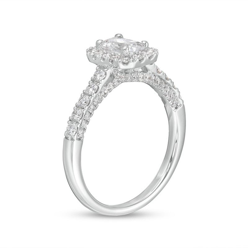 Previously Owned - 1.23 CT. T.W. GIA-Graded Emerald-Cut Diamond Frame Engagement Ring in 14K White Gold