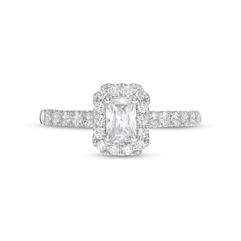 Previously Owned - 1.23 CT. T.W. GIA-Graded Emerald-Cut Diamond Frame Engagement Ring in 14K White Gold