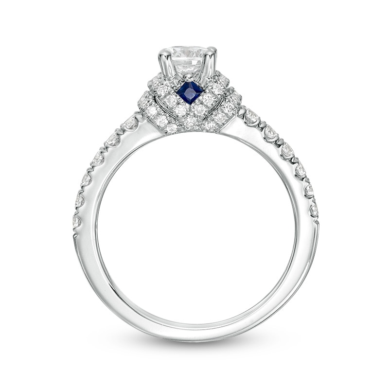 Previously Owned - Vera Wang Love Collection 0.95 CT. T.W. Diamond Collar Engagement Ring in 14K White Gold