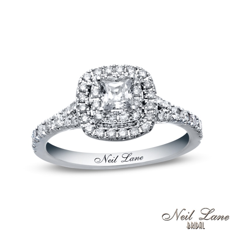 Previously Owned - Neil Lane Bridal® Collection 0.95 CT. T.W. Princess-Cut Diamond Frame Engagement Ring in 14K White Gold