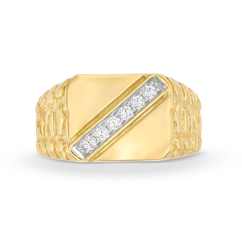 Previously Owned - 0.20 CT. T.W. Diamond Cushion Top Nugget Ring in 10K Gold