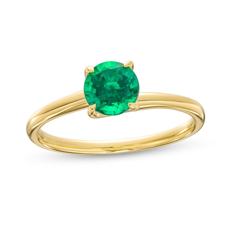 Previously Owned - 6.0mm Lab-Created Emerald Solitaire Bypass Ring in 10K Gold