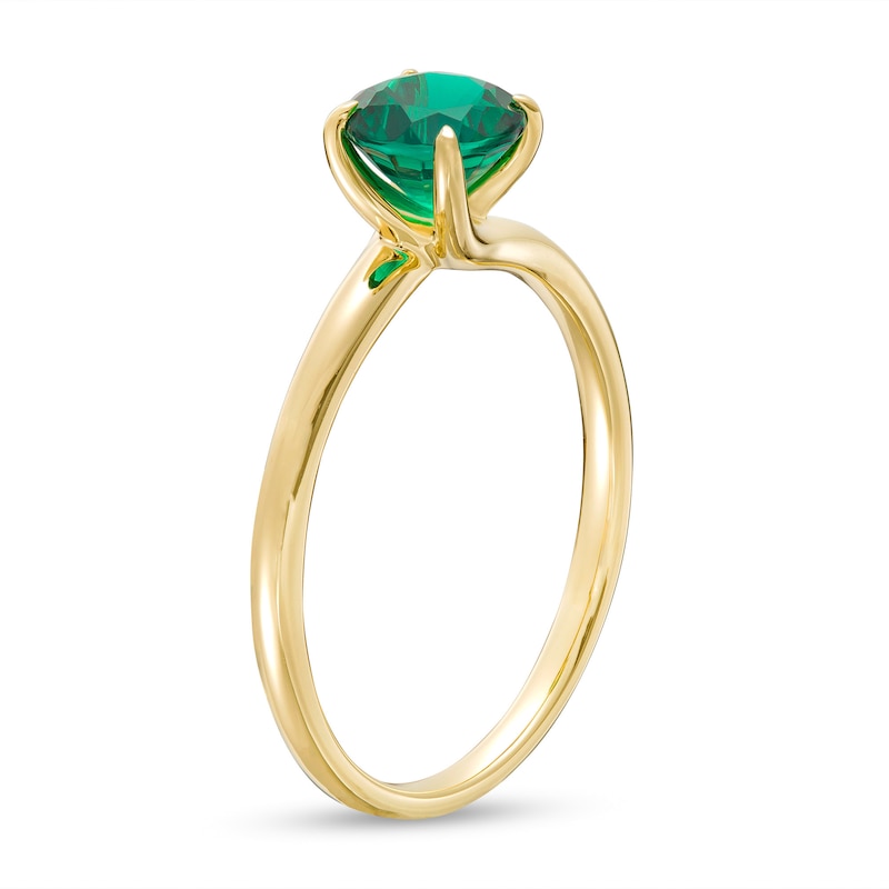 Previously Owned - 6.0mm Lab-Created Emerald Solitaire Bypass Ring in 10K Gold