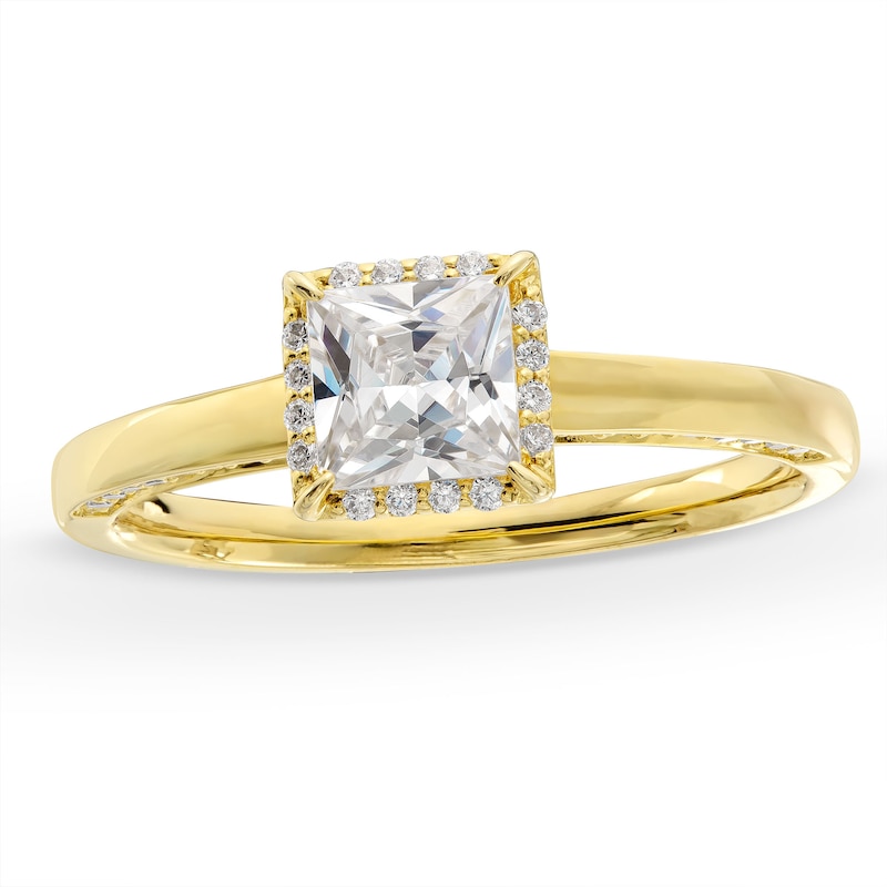 Previously Owned - 1.00 CT. T.W. Princess-Cut Diamond Frame Engagement Ring in 14K Gold (I/I2)