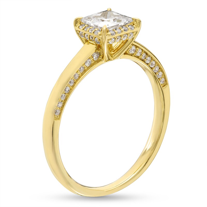 Previously Owned - 1.00 CT. T.W. Princess-Cut Diamond Frame Engagement Ring in 14K Gold (I/I2)