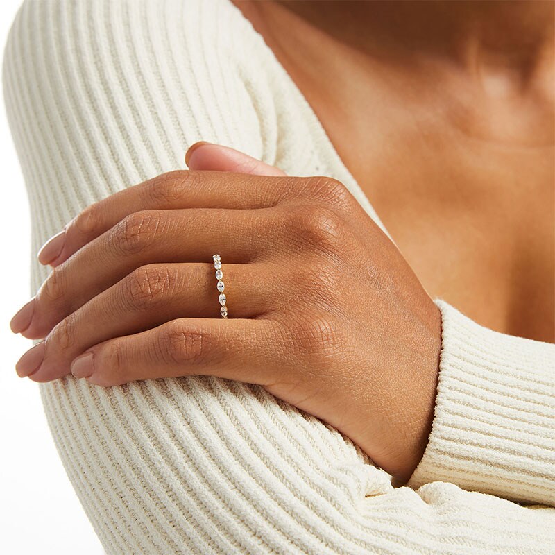 Previously Owned - 0.47 CT. T.W. Oval Diamond Nine Stone Anniversary Band in 14K Gold