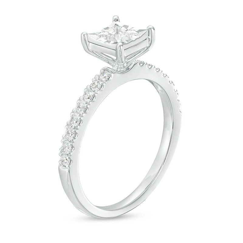 Previously Owned - 0.69 CT. T.W. Princess-Cut Diamond Engagement Ring in 10K White Gold (I/I2)