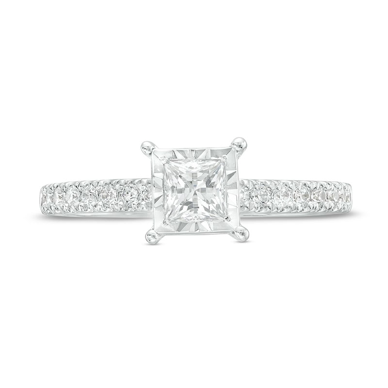 Previously Owned - 0.69 CT. T.W. Princess-Cut Diamond Engagement Ring in 10K White Gold (I/I2)