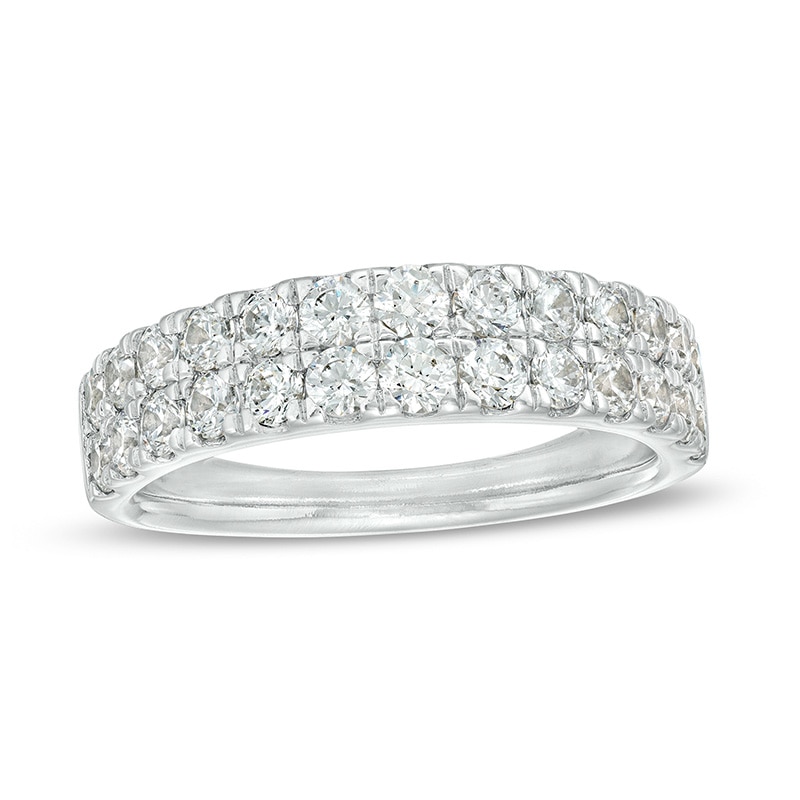 Previously Owned - 1.25 CT. T.W. Diamond Double Row Anniversary Band in 10K White Gold