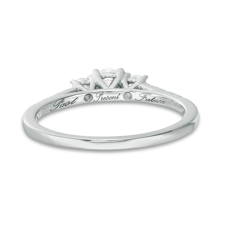 Previously Owned - 0.46 CT. T.W. Diamond Past Present Future® Engagement Ring in 10K White Gold
