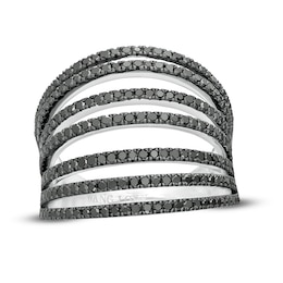 Previously Owned - Vera Wang Love Collection 0.95 CT. T.W. Black Diamond Multi-Row Ring in Sterling Silver