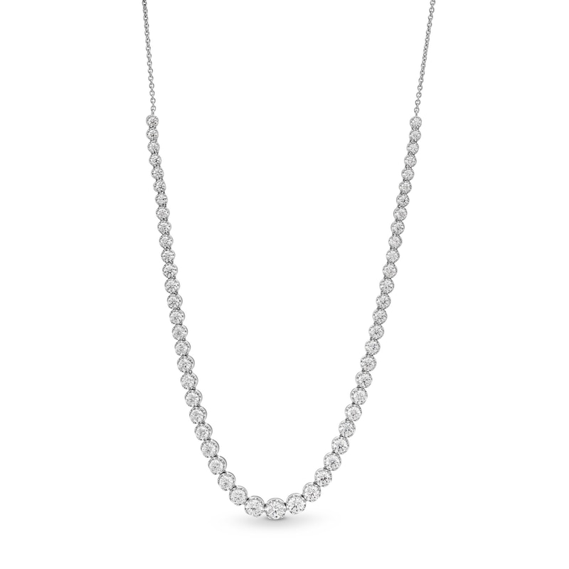 Previously Owned - 5.00 CT. T.W. Certified Lab-Grown Diamond Graduated Line Necklace in Sterling Silver (F/SI2)