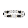Thumbnail Image 1 of 0.07 CT. T.W. Diamond and Black Carbon Fiber Link Bracelet in Two-Tone Stainless Steel - 8.75”