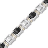 Thumbnail Image 2 of 0.07 CT. T.W. Diamond and Black Carbon Fiber Link Bracelet in Two-Tone Stainless Steel - 8.75”