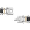 Thumbnail Image 3 of 0.07 CT. T.W. Diamond and Black Carbon Fiber Link Bracelet in Two-Tone Stainless Steel - 8.75”