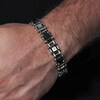 Thumbnail Image 5 of 0.07 CT. T.W. Diamond and Black Carbon Fiber Link Bracelet in Two-Tone Stainless Steel - 8.75”