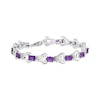 Thumbnail Image 1 of Disney Treasures Winnie the Pooh "Eeyore" Oval Amethyst and 0.085 CT. T.W. Diamond Bracelet in Sterling Silver - 7.25"