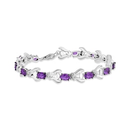 Disney Treasures Winnie the Pooh "Eeyore" Oval Amethyst and 0.085 CT. T.W. Diamond Bracelet in Sterling Silver - 7.25"