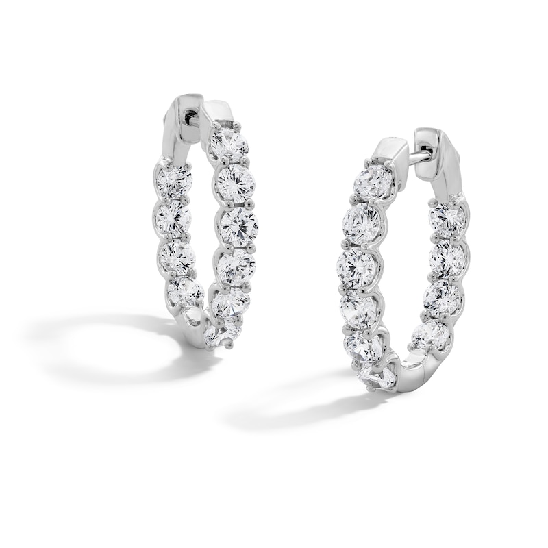 Main Image 1 of 3.00 CT. T.W. Certified Lab-Grown Diamond Inside-Out Hoop Earrings in 10K White Gold (F/VS2)