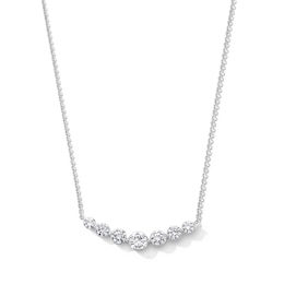 5.00 CT. T.W. Certified Lab-Grown Diamond Seven-Stone Curved Bar Necklace in 10K White Gold (F/VS2)