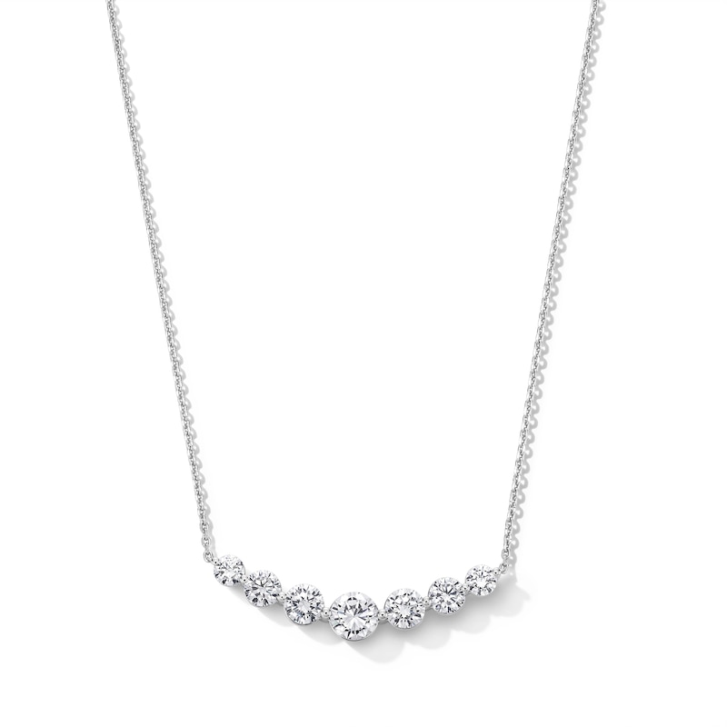 Main Image 1 of 5.00 CT. T.W. Certified Lab-Grown Diamond Seven-Stone Curved Bar Necklace in 10K White Gold (F/VS2)