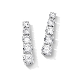 3.00 CT. T.W. Certified Lab-Grown Diamond Graduated Drop Earrings in 10K White Gold (F/VS2)