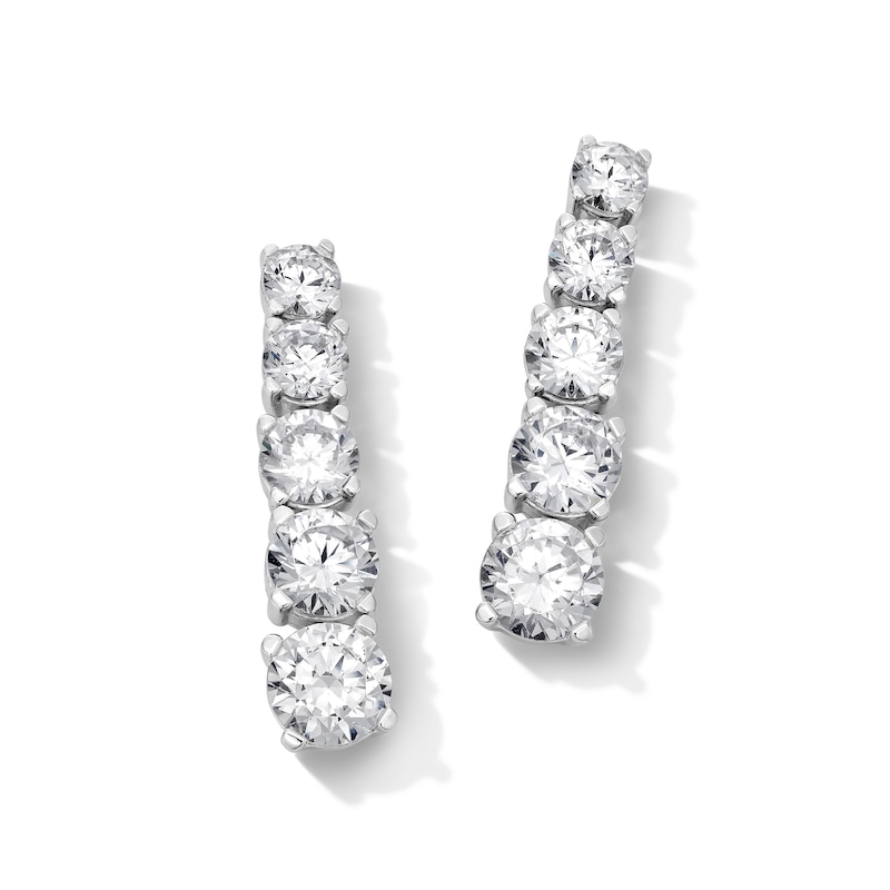 Main Image 1 of 3.00 CT. T.W. Certified Lab-Grown Diamond Graduated Drop Earrings in 10K White Gold (F/VS2)