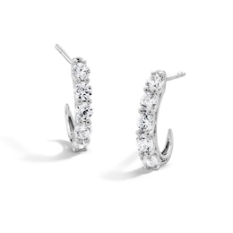 1.00 CT. T.W. Certified Lab-Grown Diamond J-Hoop Earrings in 10K White Gold (F/VS2)