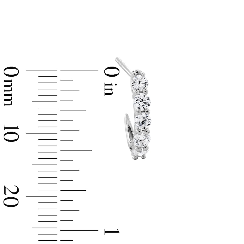 Main Image 2 of 1.00 CT. T.W. Certified Lab-Grown Diamond J-Hoop Earrings in 10K White Gold (F/VS2)