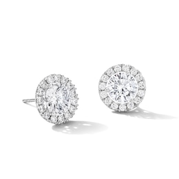 3.01 CT. T.W. Certified Lab-Grown Diamond Frame Stud Earrings in 10K White Gold (F/VS2)