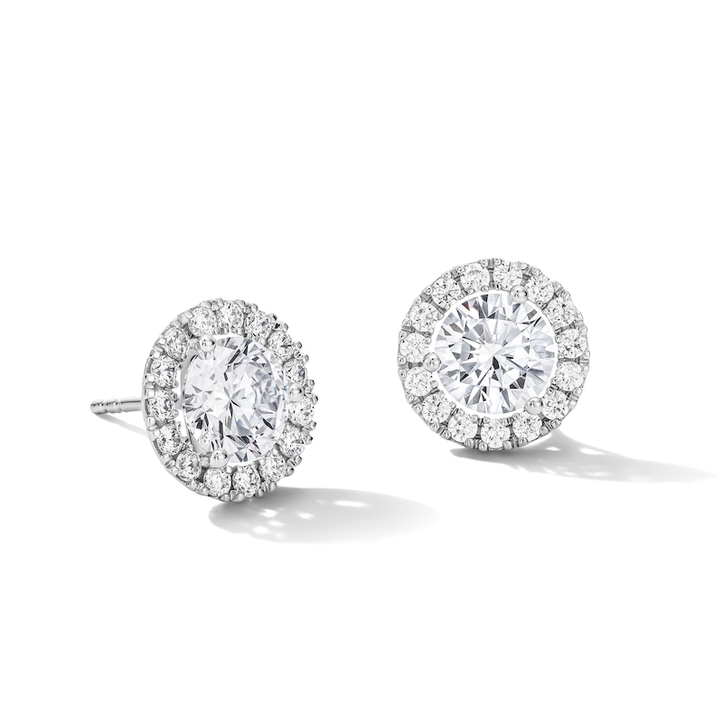 Main Image 1 of 3.01 CT. T.W. Certified Lab-Grown Diamond Frame Stud Earrings in 10K White Gold (F/VS2)