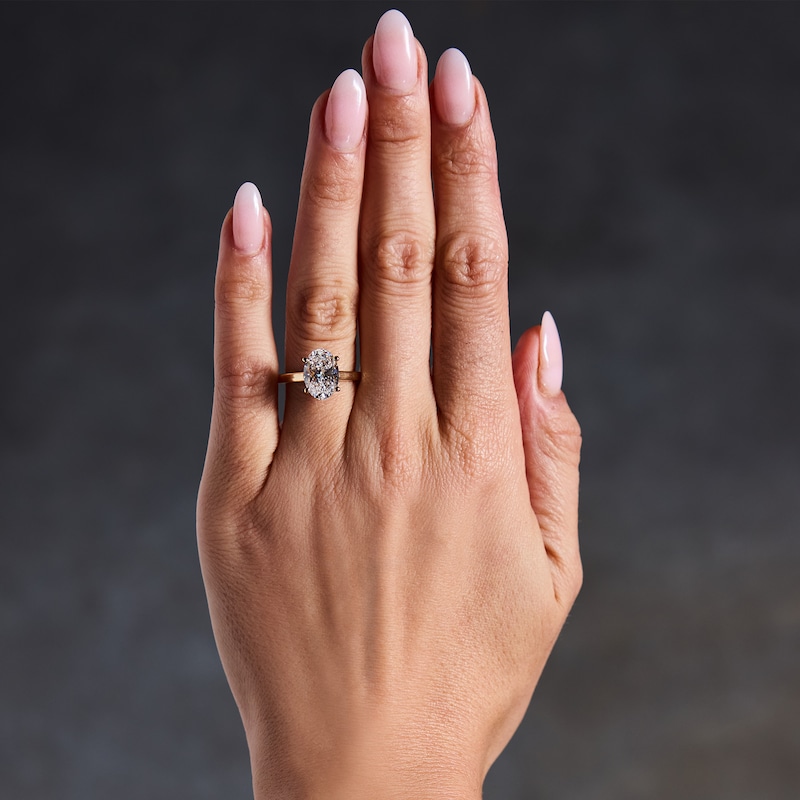 Main Image 2 of 3 CT. T.W. Oval Certified Lab-Grown Diamond Engagement Ring in 14K Yellow Gold (F/VS2)