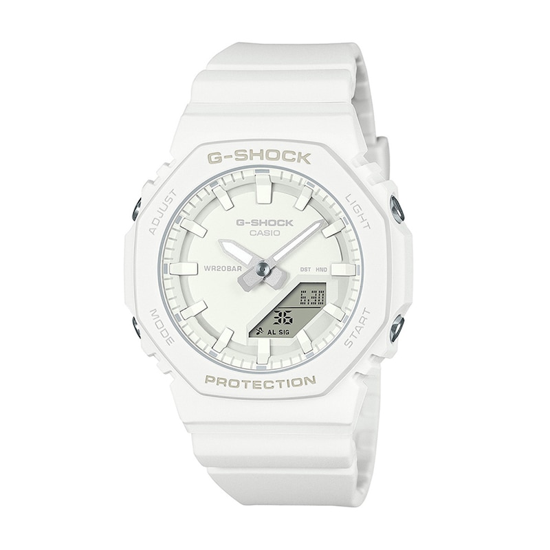 Main Image 1 of Ladies' Casio G-SHOCK Analog-Digital White Bio-Based Resin Watch with White Dial (Model: GMAP2100-7A)