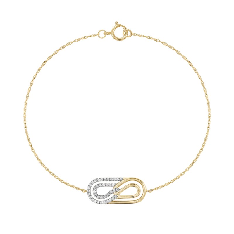 0.20 CT. T.W. Lab-Grown Diamond Looping Paper Clip Bracelet in Sterling Silver with 14K Gold Plate