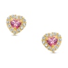 Thumbnail Image 1 of Child’s Pink and White Cubic Zirconia Heart Frame Stud Earrings in 14K Gold