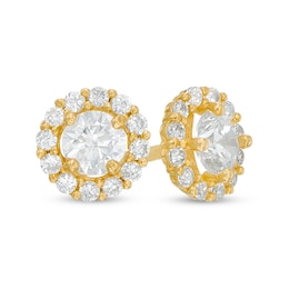 Child’s Cubic Zirconia Frame Stud Earrings in 10K Gold