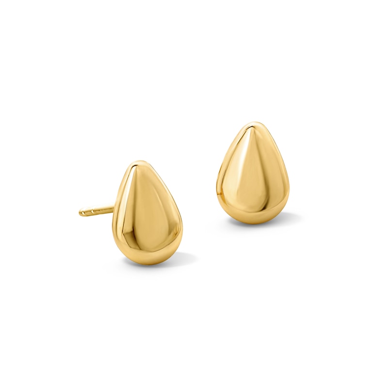Flat Teardrop Stud Earrings in Hollow 10K Gold