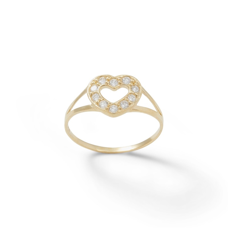 Child's Cubic Zirconia Heart Frame Ring in 10K Gold