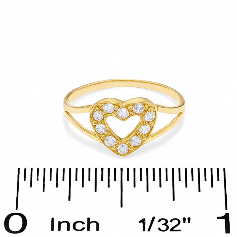 Child's Cubic Zirconia Heart Frame Ring in 10K Gold