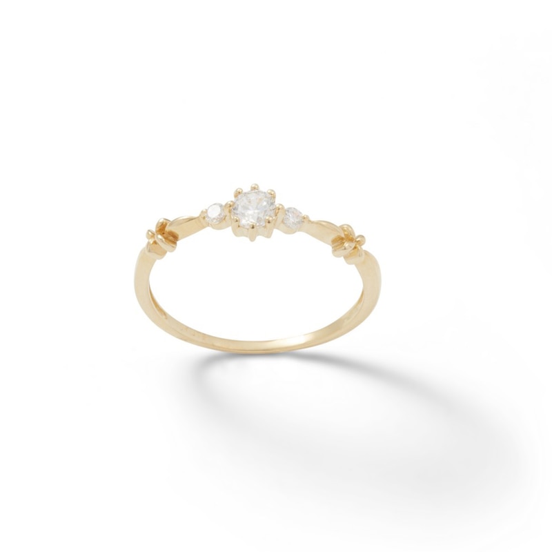 Child's Cubic Zirconia Three-Stone Floral Ring in 10K Gold