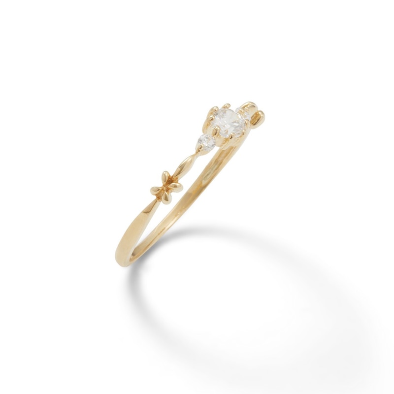 Child's Cubic Zirconia Three-Stone Floral Ring in 10K Gold