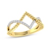 Thumbnail Image 1 of 0.20 CT. T.W. Lab-Grown Diamond Crossed Chevron Ring in Sterling Silver with 14K Gold Plate