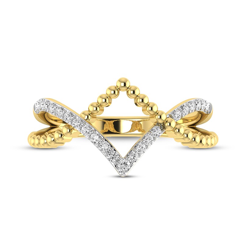 0.20 CT. T.W. Lab-Grown Diamond Crossed Chevron Ring Sterling Silver with 14K Gold Plate