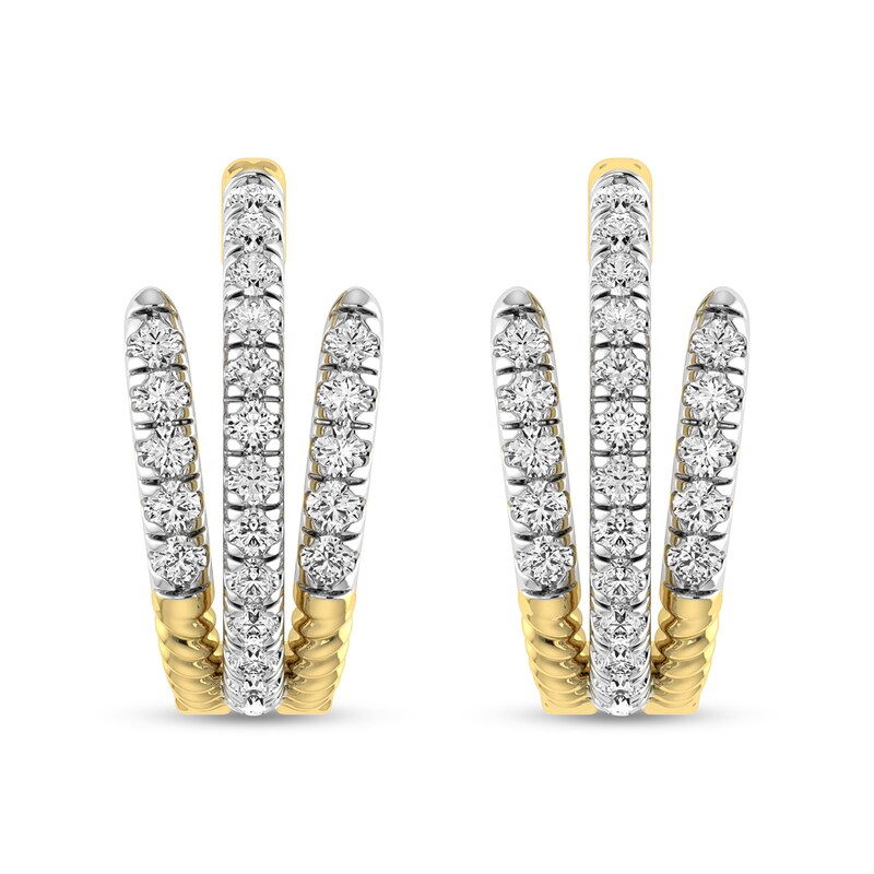 0.30 CT. T.W. Lab-Grown Diamond Huggie Hoop Earrings in Sterling Silver with 14K Gold Plate