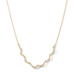 Twist Popcorn and Bead Chain Necklace in 18K Two-Tone Gold