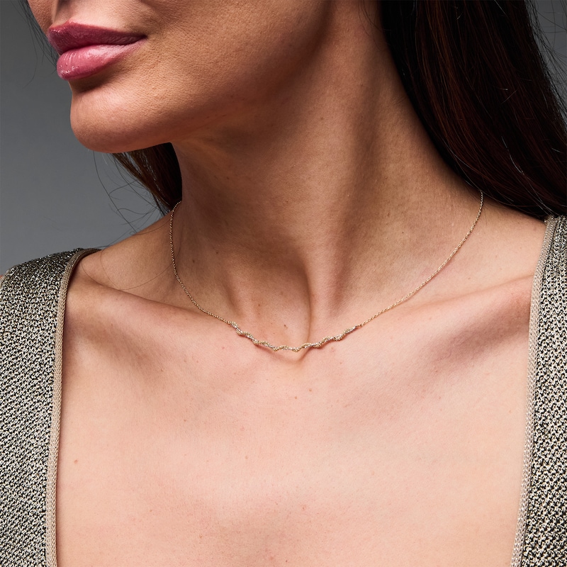 Main Image 2 of Twist Popcorn and Bead Chain Necklace in 18K Two-Tone Gold