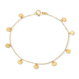 Dangle Station Chain Bracelet in Solid 14K Gold - 7.25"