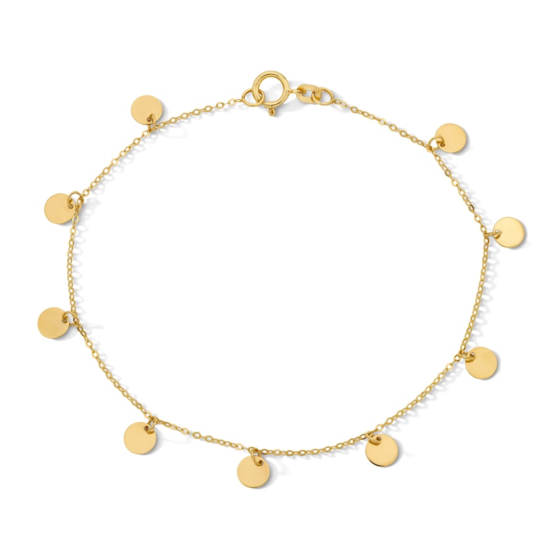 Main Image 1 of Dangle Station Chain Bracelet in Solid 14K Gold - 7.25"