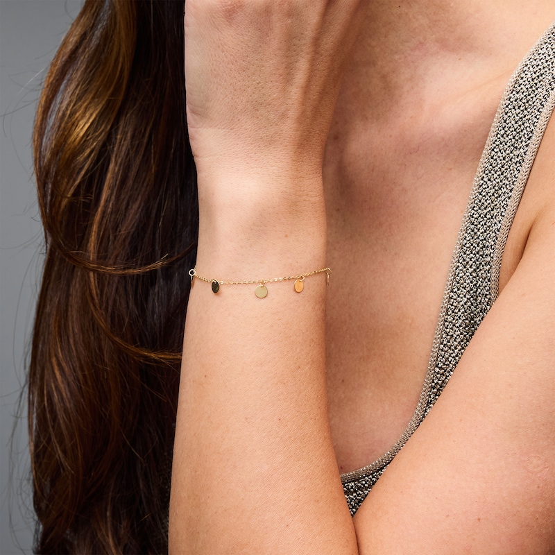 Main Image 2 of Dangle Station Chain Bracelet in Solid 14K Gold - 7.25"